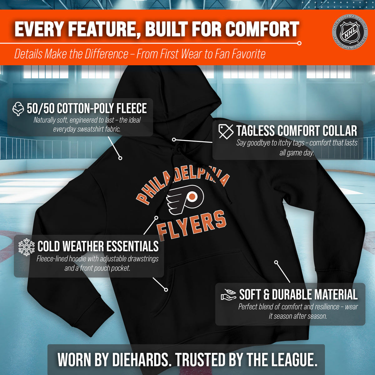 Philadelphia Flyers Hoodie Pullover Sweatshirt - Black