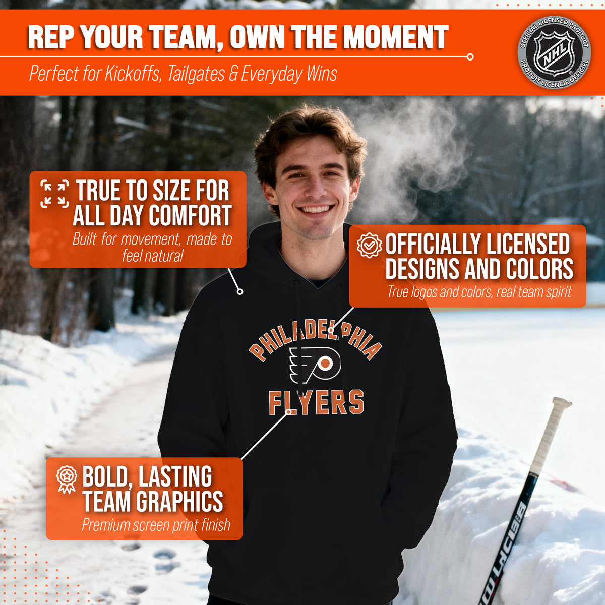 Philadelphia Flyers Hoodie Pullover Sweatshirt - Black