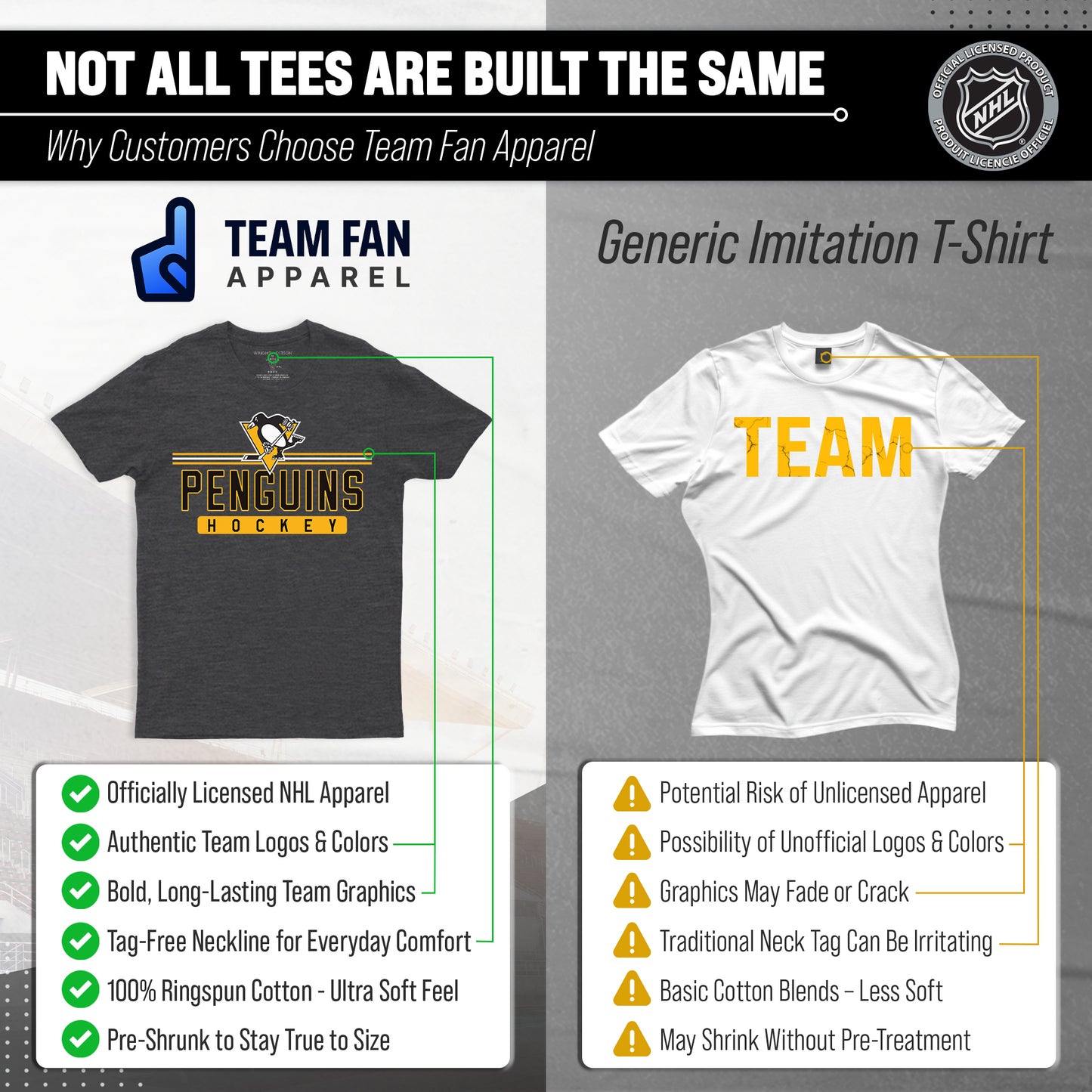 Pittsburgh Penguins Adult NHL Heather Charcoal True Fan Hockey T-Shirt - Charcoal