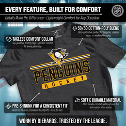 Pittsburgh Penguins Adult NHL Heather Charcoal True Fan Hockey T-Shirt - Charcoal