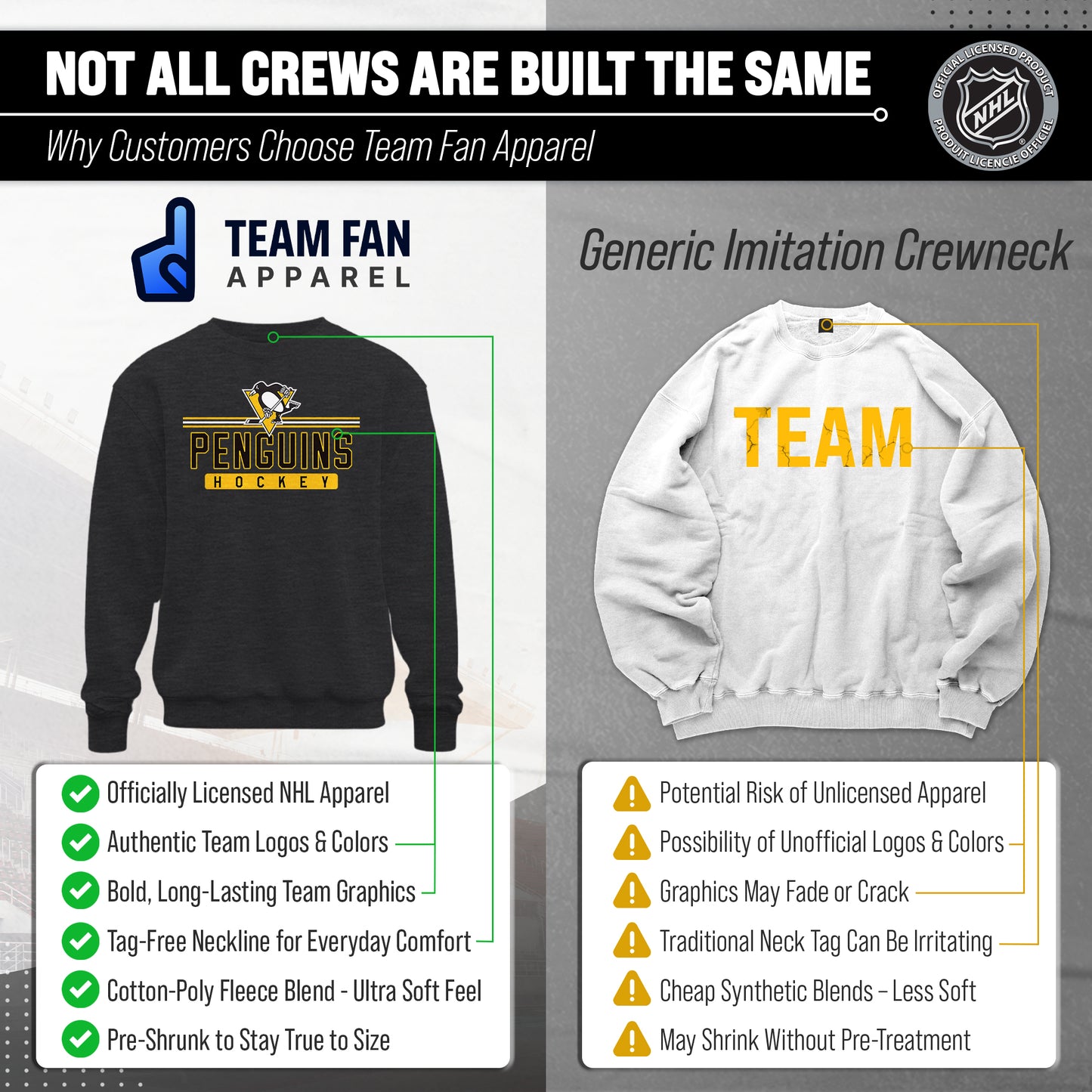 Pittsburgh Penguins NHL Charcoal True Fan Crewneck Sweatshirt - Charcoal