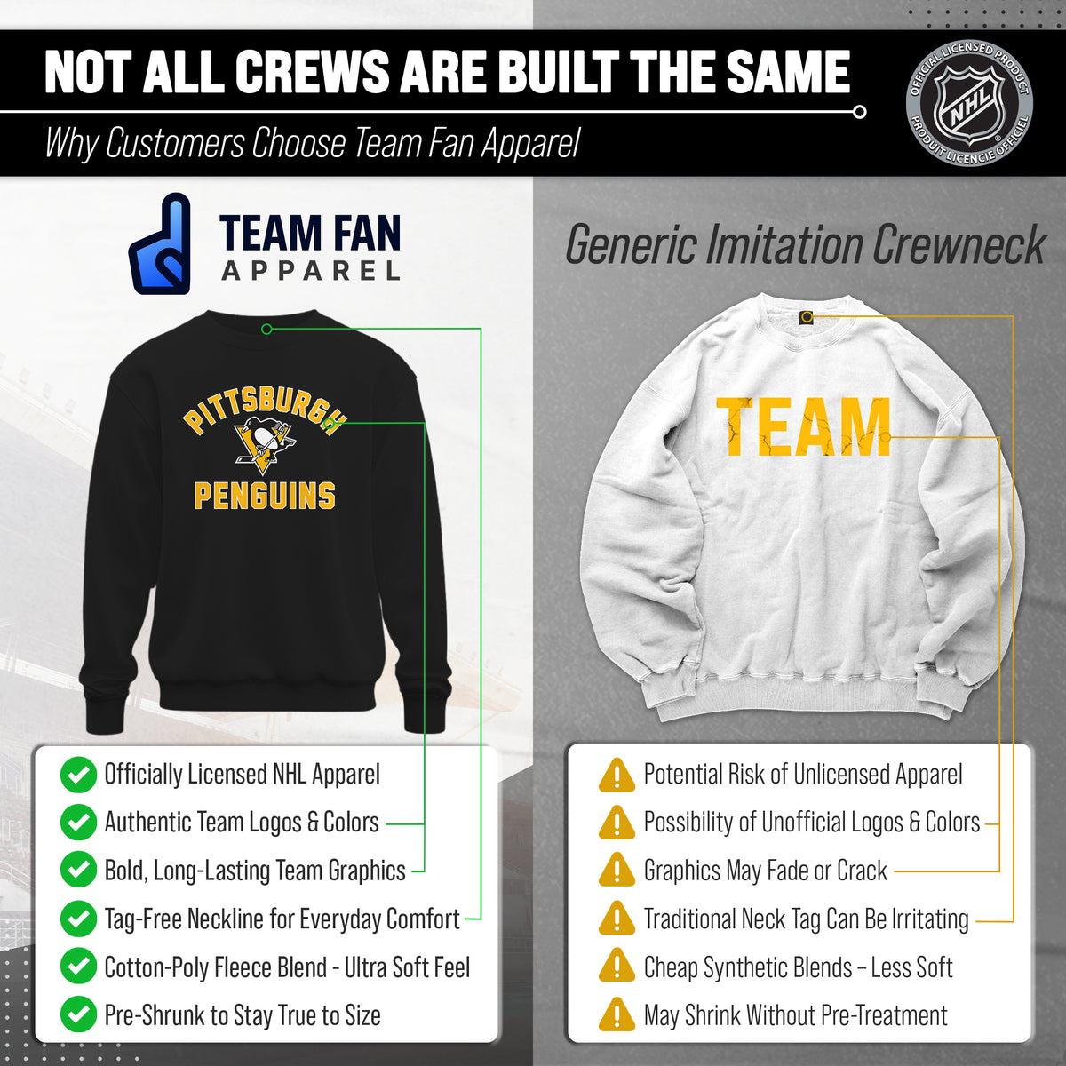 NFL Gameday Crewneck Sweatshirt, Cotton Fleece Pullover Men Women