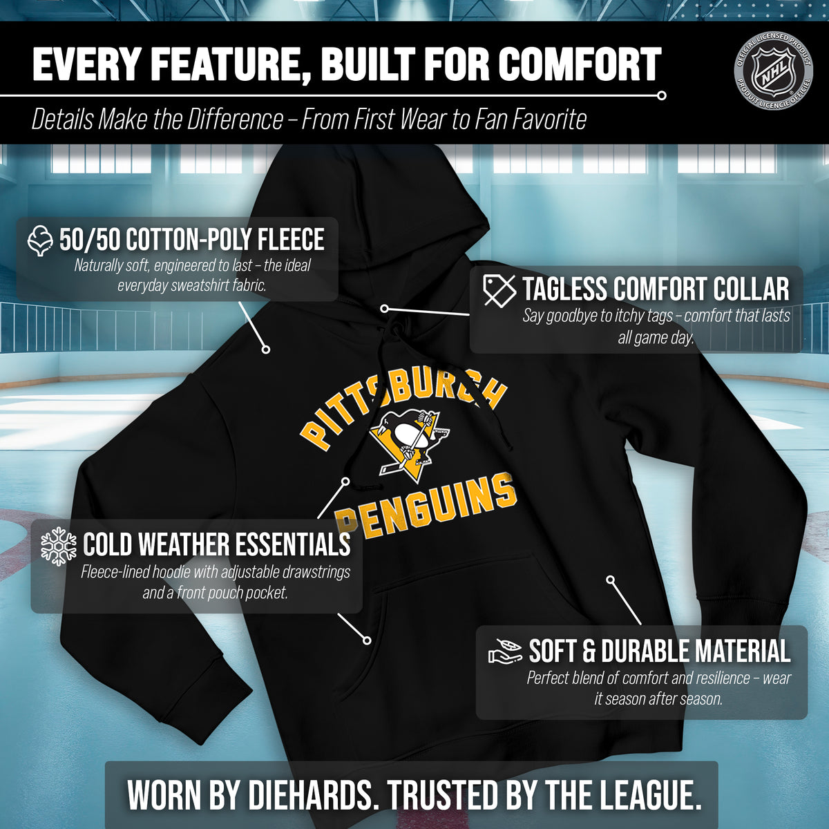 Pittsburgh Penguins Hoodie Pullover Sweatshirt - Black