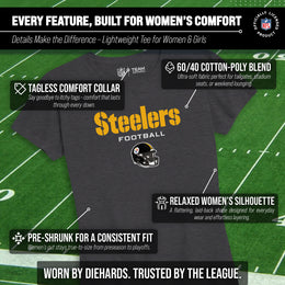 Pittsburgh Steelers Women's NFL Football Helmet Short Sleeve Tagless T-Shirt - Charcoal