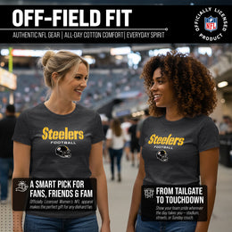 Pittsburgh Steelers Women's NFL Football Helmet Short Sleeve Tagless T-Shirt - Charcoal