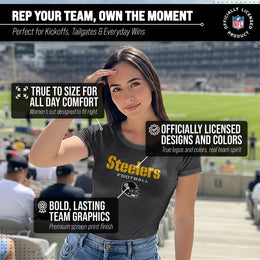 Pittsburgh Steelers Women's NFL Football Helmet Short Sleeve Tagless T-Shirt - Charcoal