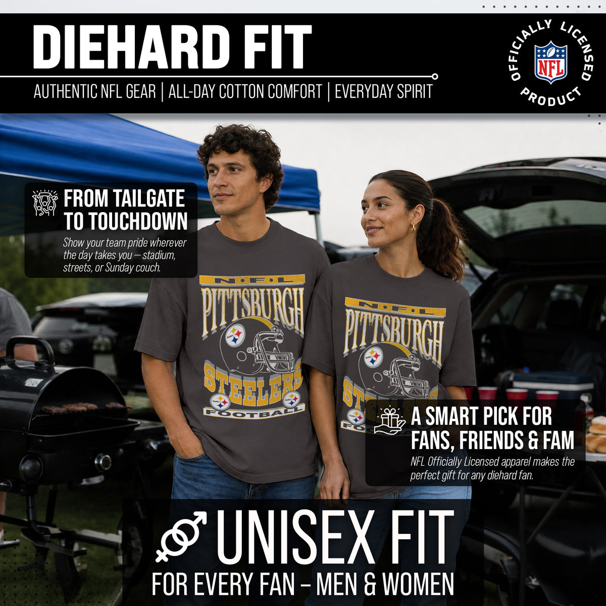 Pittsburgh Steelers Franchise Oversized Men's NFL Cotton Tee - Black
