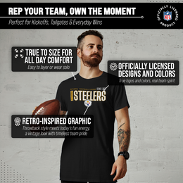 Pittsburgh Steelers NFL Adult Modern Endzone Tag-Less T-Shirt - Black