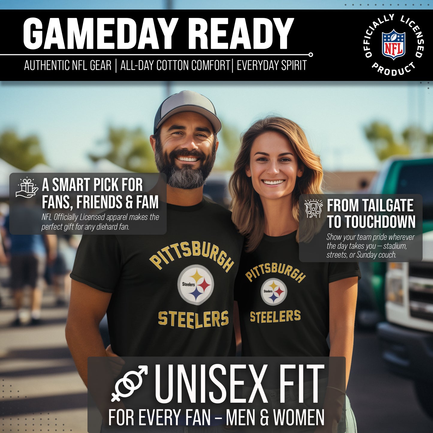 Pittsburgh Steelers Team Fan Apparel NFL  Gameday T-Shirt - Black
