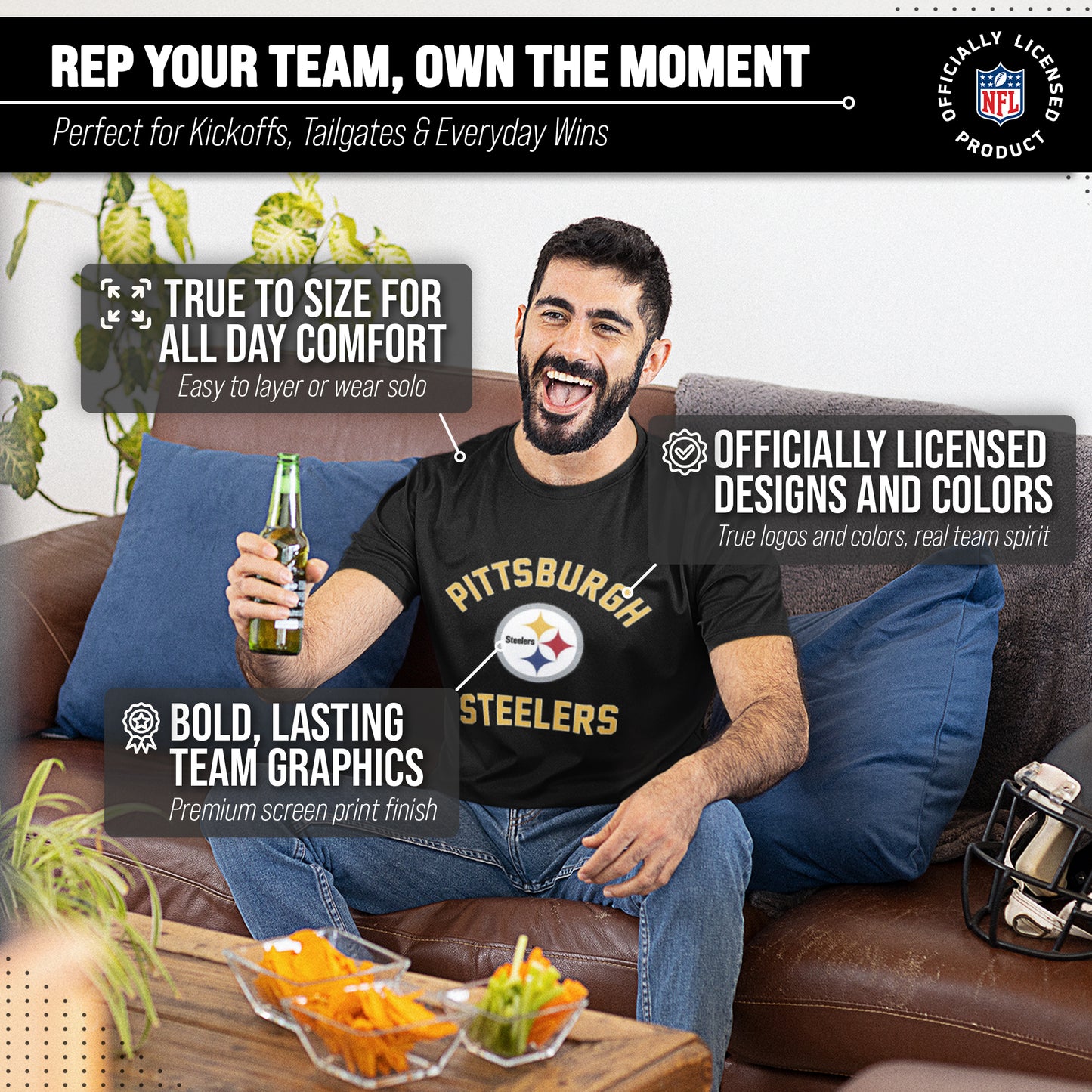 Pittsburgh Steelers Team Fan Apparel NFL  Gameday T-Shirt - Black