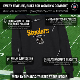 Pittsburgh Steelers NFL Womens Helmet French Terry Slouchy Top - Charcoal