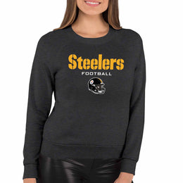 Pittsburgh Steelers NFL Womens Helmet French Terry Slouchy Top - Charcoal