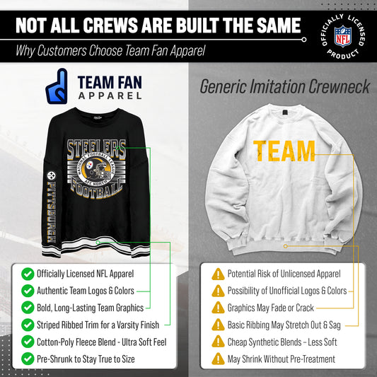Pittsburgh Steelers NFL  Men's Franchise Striped Rib Oversized Crewneck - Black