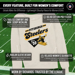 Pittsburgh Steelers NFL Womens Vintage Charm French Terry Slouchy Top - Birch