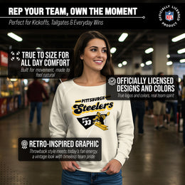 Pittsburgh Steelers NFL Womens Vintage Charm French Terry Slouchy Top - Birch