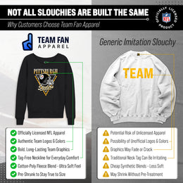 Pittsburgh Steelers NFL Womens Retro Triangle French Terry Slouchy Top- Raglan Sleeves - Heather Charcoal