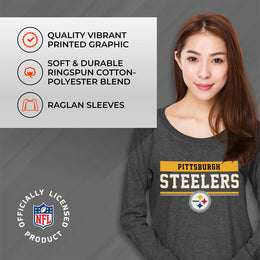 Pittsburgh Steelers NFL Womens Team Block French Terry Slouchy Top - Charcoal