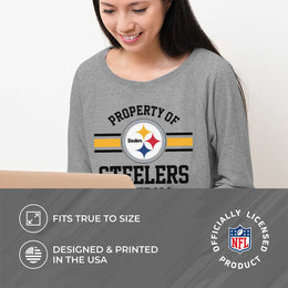 Pittsburgh Steelers NFL Womens Property of Lighweight Crew Neck - Sport Gray