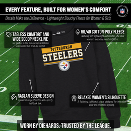 Pittsburgh Steelers NFL Womens Team Block French Terry Slouchy Top - Charcoal