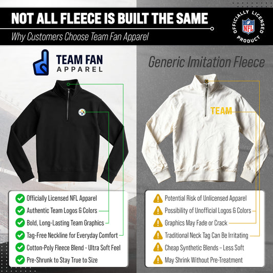 Pittsburgh Steelers  NFL Quarter Zip Fleece Pullover Unisex Sweatshirt - Black