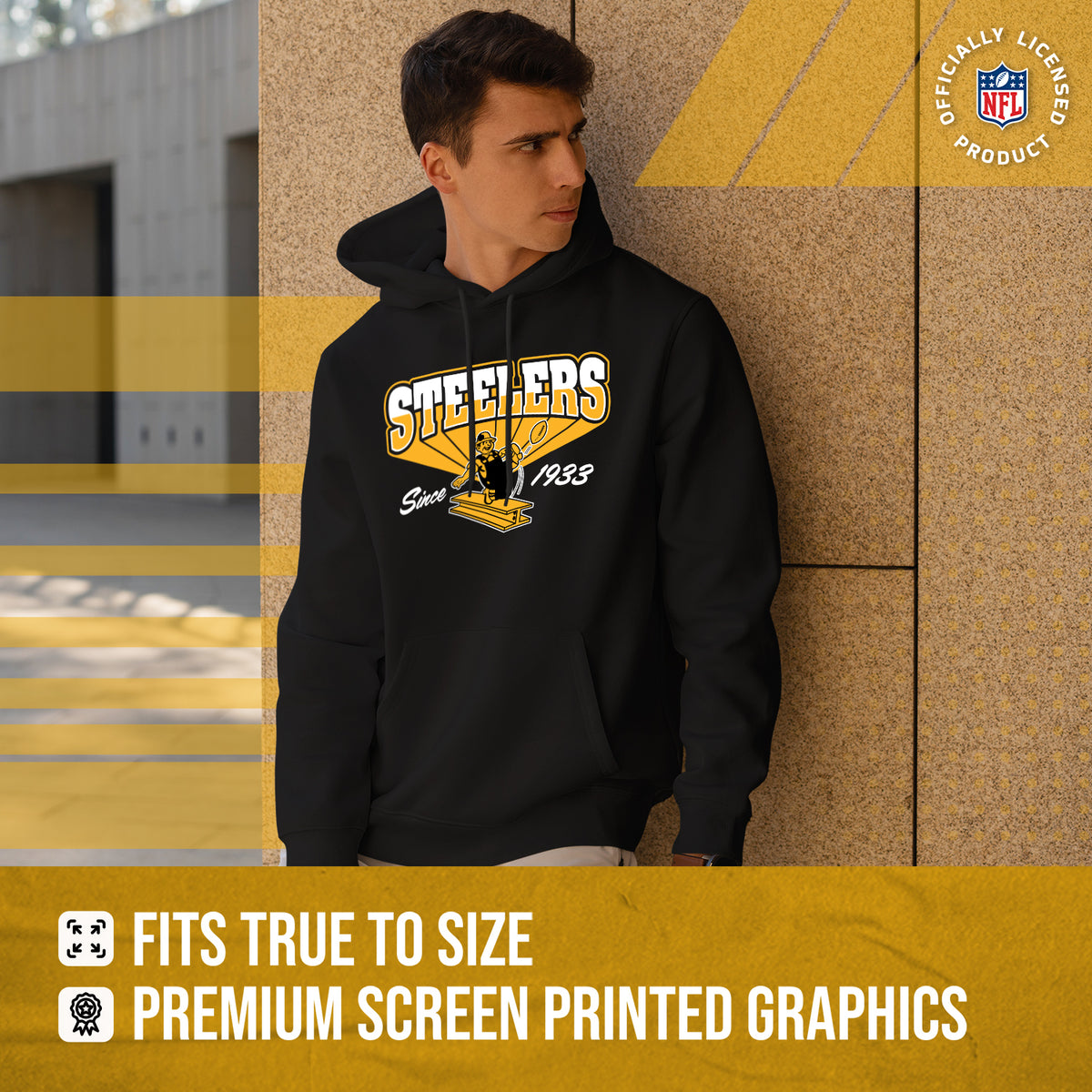 Pittsburgh Steelers Vintage Block Fleece Hoodie - Black