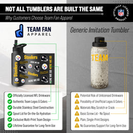 Pittsburgh Steelers NFL 34oz Quencher Stainless Steel Insulated Water Bottle - Black