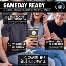 Pittsburgh Steelers  30 oz Stripe Powder Coat Tumbler | NFL Stainless - Black