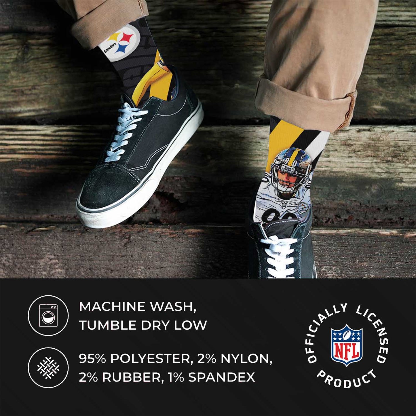 Pittsburgh Steelers NFL Youth Player Stripe Sock - Black