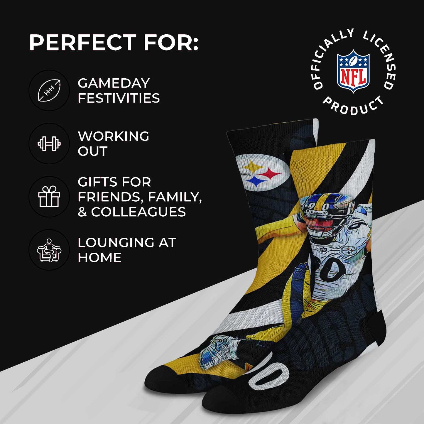 Pittsburgh Steelers NFL Youth Player Stripe Sock - Black