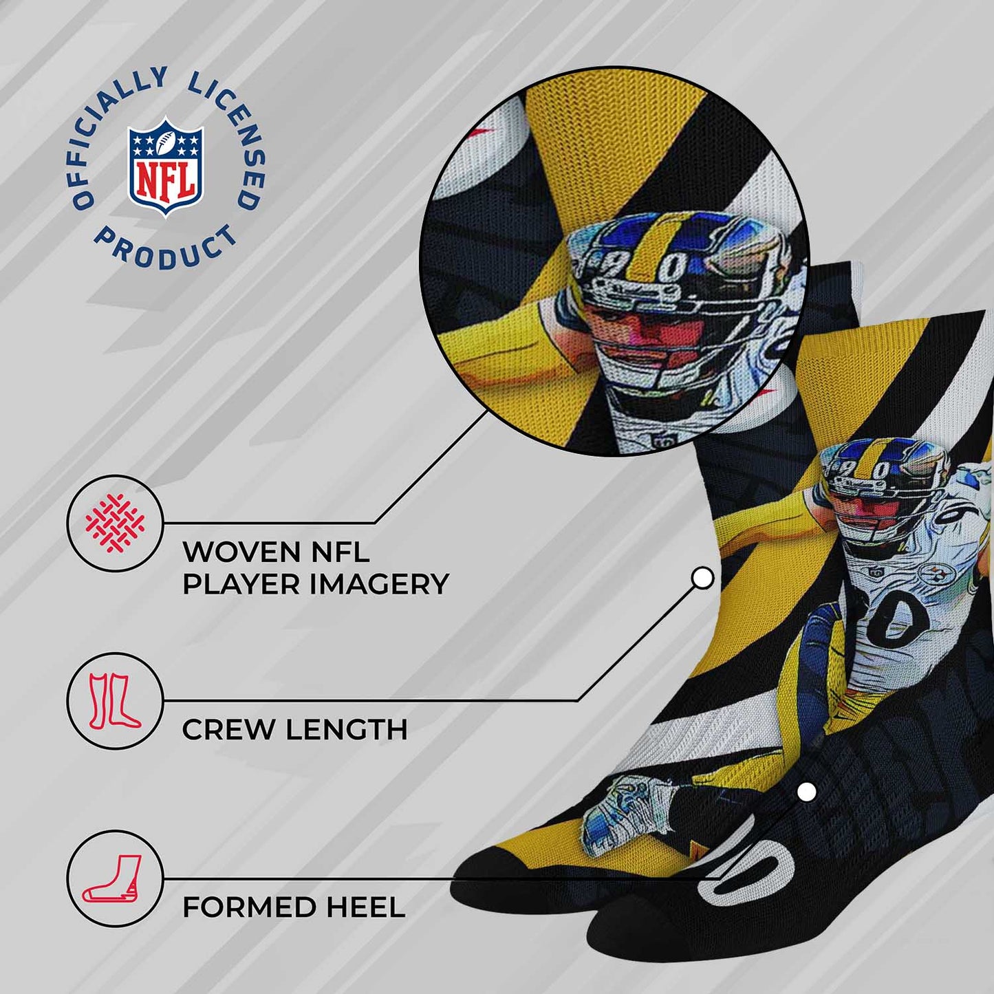 Pittsburgh Steelers NFL Youth Player Stripe Sock - Black
