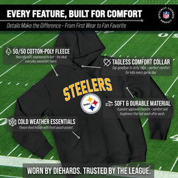 Pittsburgh Steelers NFL Youth Home Team Hoodie- Kids Hooded Sweatshirt - Black
