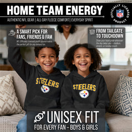 Pittsburgh Steelers NFL Youth Home Team Hoodie- Kids Hooded Sweatshirt - Black