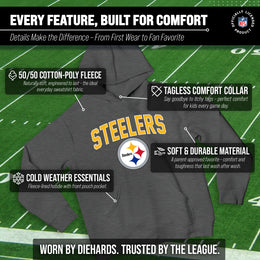 Pittsburgh Steelers NFL Youth Home Team Hoodie- Kids Hooded Sweatshirt - Sport Gray