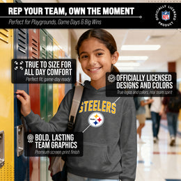Pittsburgh Steelers NFL Youth Home Team Hoodie- Kids Hooded Sweatshirt - Sport Gray