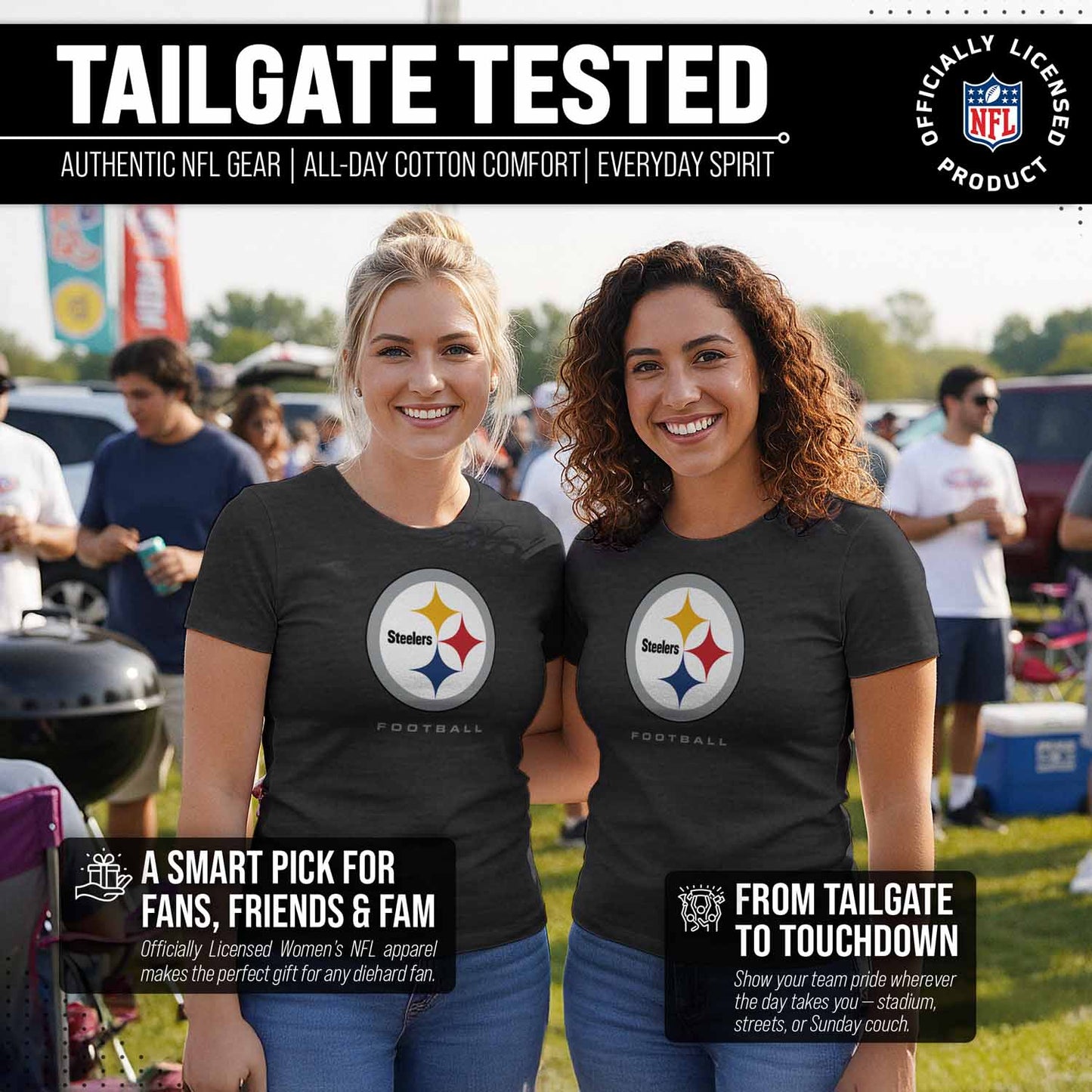 Pittsburgh Steelers Women's NFL Ultimate Fan Logo Short Sleeve T-Shirt - Black