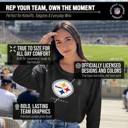 Pittsburgh Steelers NFL Womens Ultimate Fan French Terry Slouchy Top- Raglan Sleeves - Charcoal