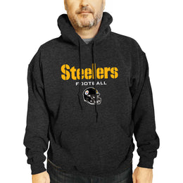 Pittsburgh Steelers Adult NFL Football Helmet Heather Hooded Sweatshirt  - Charcoal