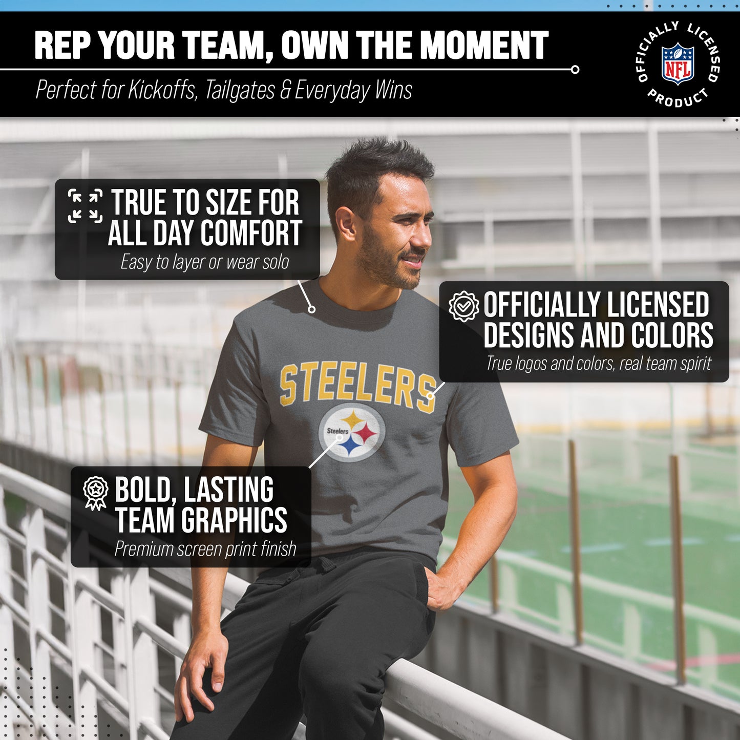 Pittsburgh Steelers NFL Home Team Tee - Gray