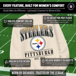 Pittsburgh Steelers Womens NFL Starstruck Crewneck Pullover - Cream