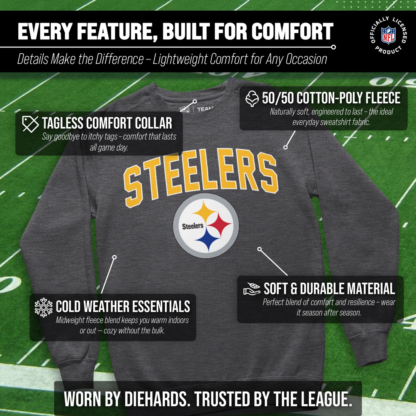 Pittsburgh Steelers NFL Home Team Crew - Gray