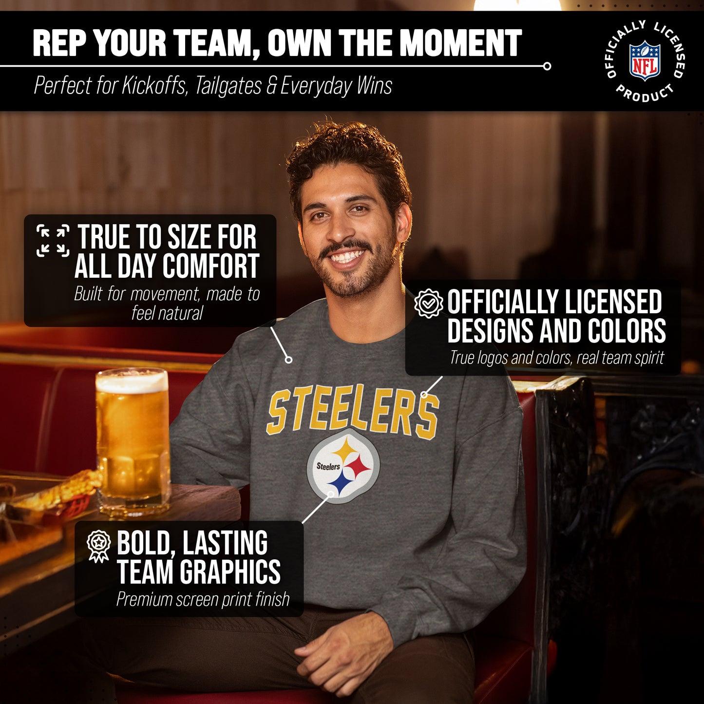 Pittsburgh Steelers NFL Home Team Crew - Gray
