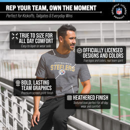 Pittsburgh Steelers NFL Starting Fresh Short Sleeve Heather T-Shirt - Sport Gray
