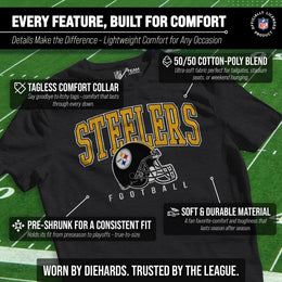 Pittsburgh Steelers NFL Adult All Star Heather Tag-Less T-Shirt - Black Heather