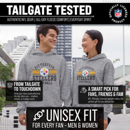 Pittsburgh Steelers NFL Team Stripe Hooded Sweatshirt- Soft Pullover Sports Hoodie For Men & Women - Sport Gray