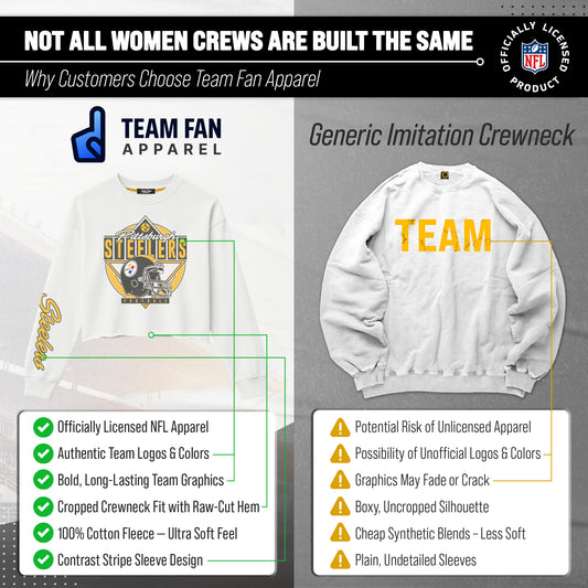 Pittsburgh Steelers  Women's Franchise Helmet Cut Crop Crewneck - White