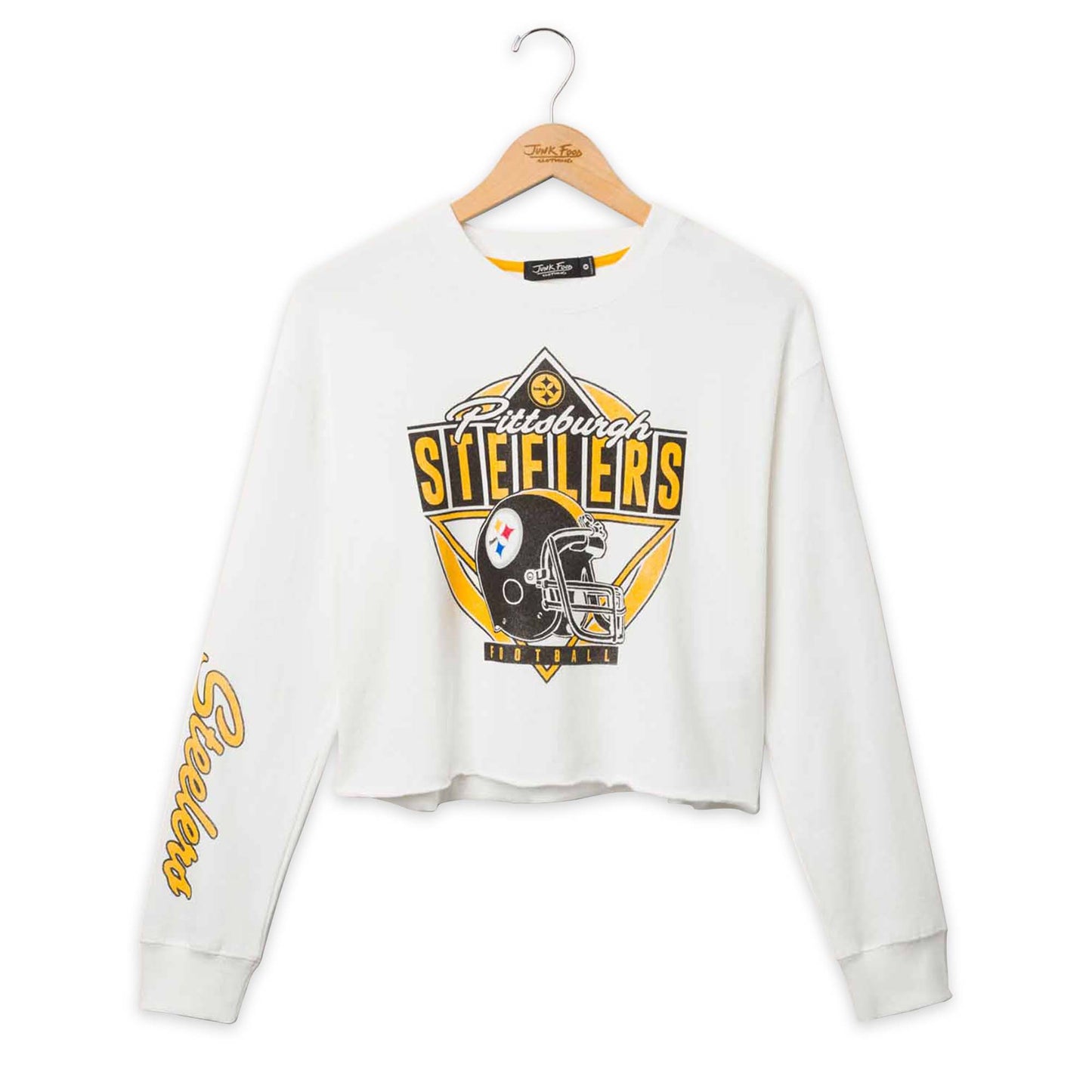 Pittsburgh Steelers Junk Food NFL  Women's Franchise Vintage Crop Crewneck - White