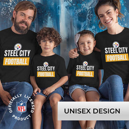 Pittsburgh Steelers NFL Youth Team Slogan Short Sleeve Lightweight T Shirt - Black
