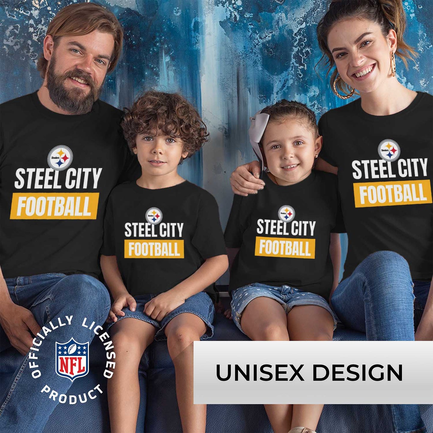 Pittsburgh Steelers NFL Youth Team Slogan Short Sleeve Lightweight T Shirt - Black