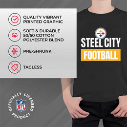 Pittsburgh Steelers NFL Youth Team Slogan Short Sleeve Lightweight T Shirt - Black
