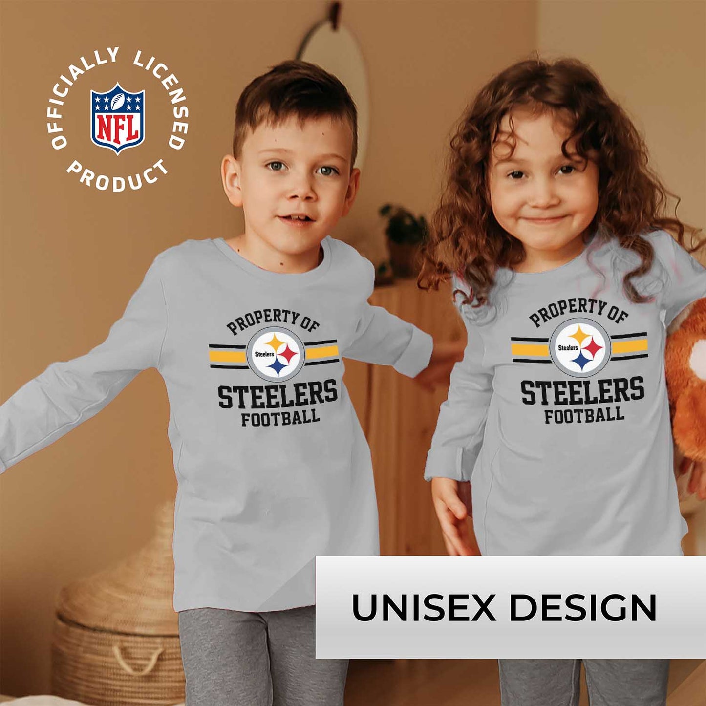 Pittsburgh Steelers NFL Youth Property Of Crew Sweatshirt - Sport Gray